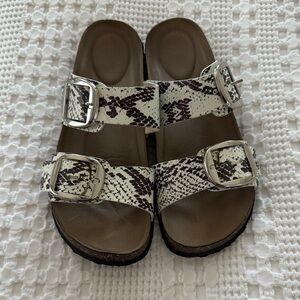 Madden Girl Snakeskin Patterned Buckle Sandals